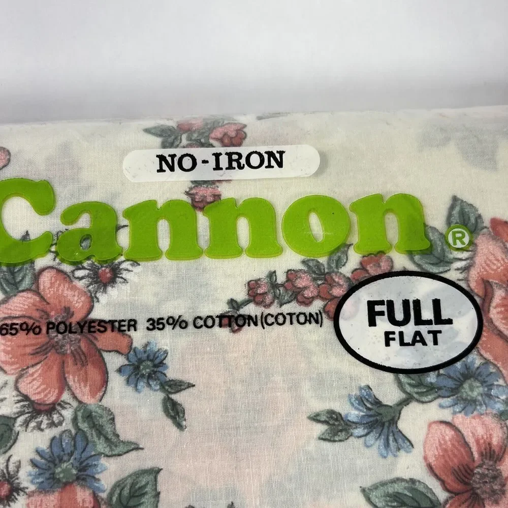 Vintage Cannon Irregulars No Iron Full Flat Bed‎ Sheet Flowers New USA 54x76